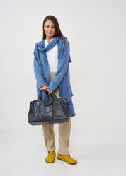 Top with blue wash scarf