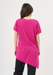 Short-sleeved shirt with overlock detail, purple