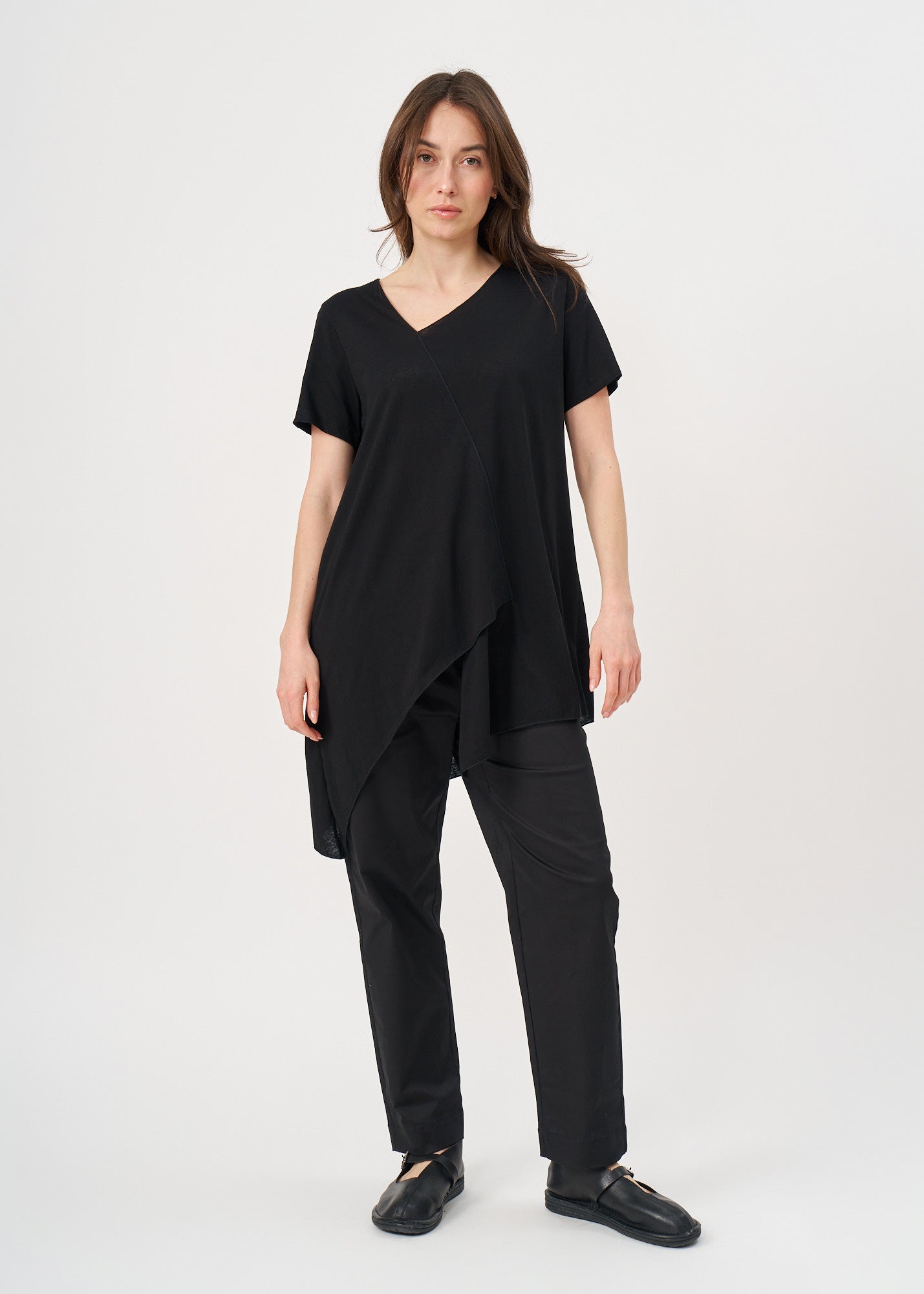 Black short sleeve overlock shirt