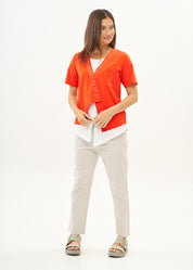 Orange ribbon combination t-shirt top