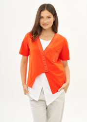 Orange ribbon combination t-shirt top