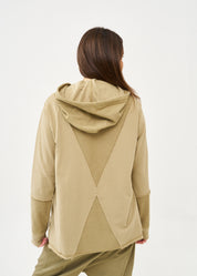 Sweatshirt with a hat and external cuts, brown