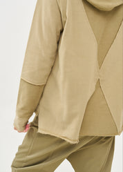 Sweatshirt with a hat and external cuts, brown