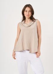 Gray tank top with a flowing collar