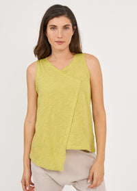 Light green V-neck slab tank top  - 00
