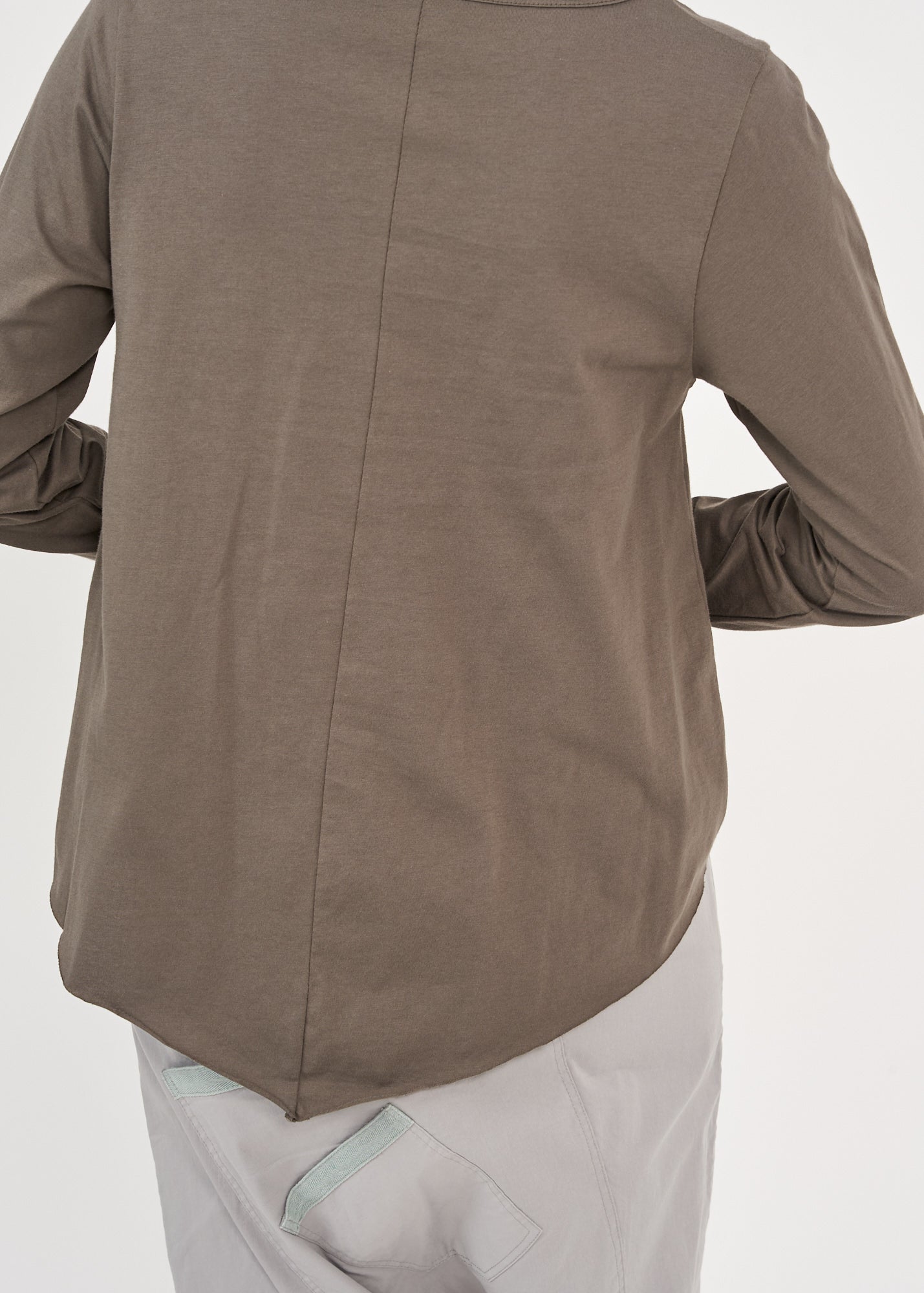 Dark gray asymmetric long-sleeved shirt with pleats