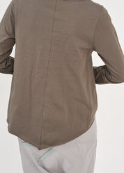 Dark gray asymmetric long-sleeved shirt with pleats