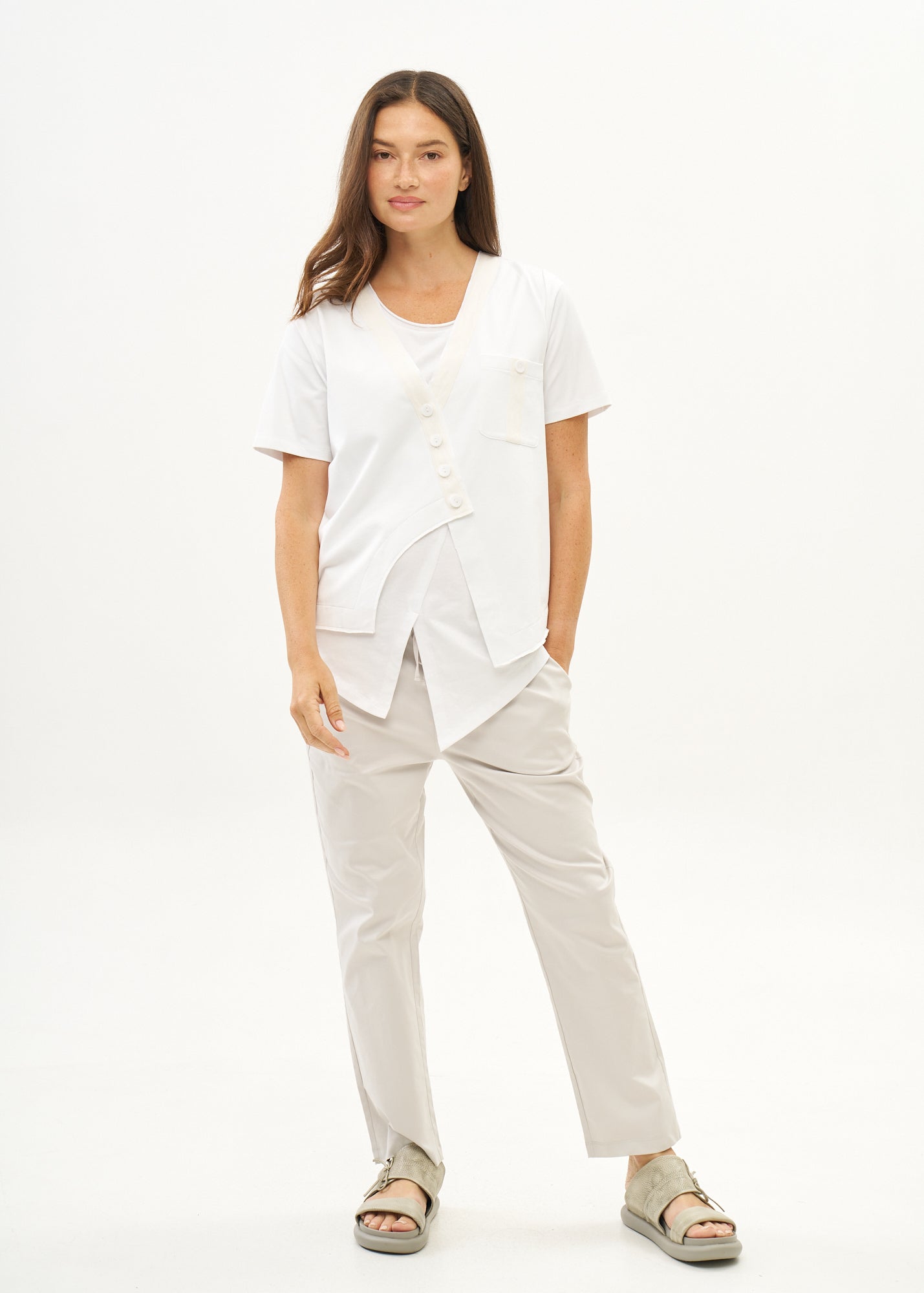 White ribbon combination t-shirt top