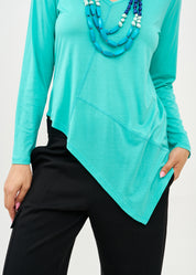 V-neck T-shirt, soft turquoise fabric