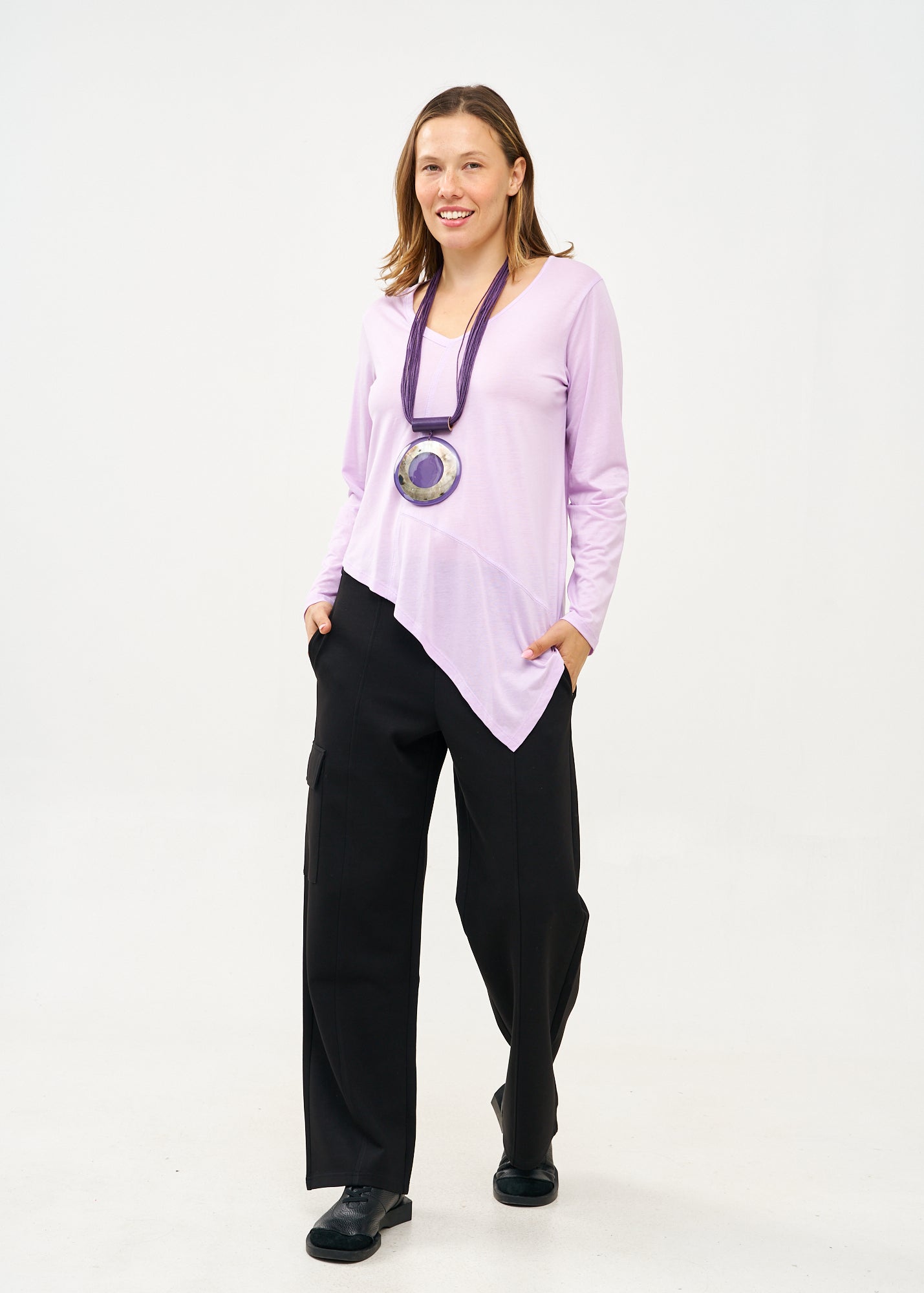 V-neck T-shirt, soft purple fabric