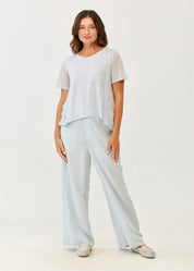 Short-sleeved shirt, cut pocket, light blue thin fabric combination