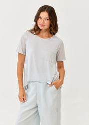 Short-sleeved shirt, cut pocket, light blue thin fabric combination