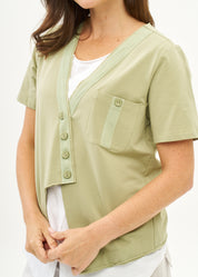 Green ribbon combination t-shirt top