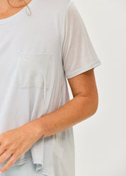 Short-sleeved shirt, cut pocket, light blue thin fabric combination