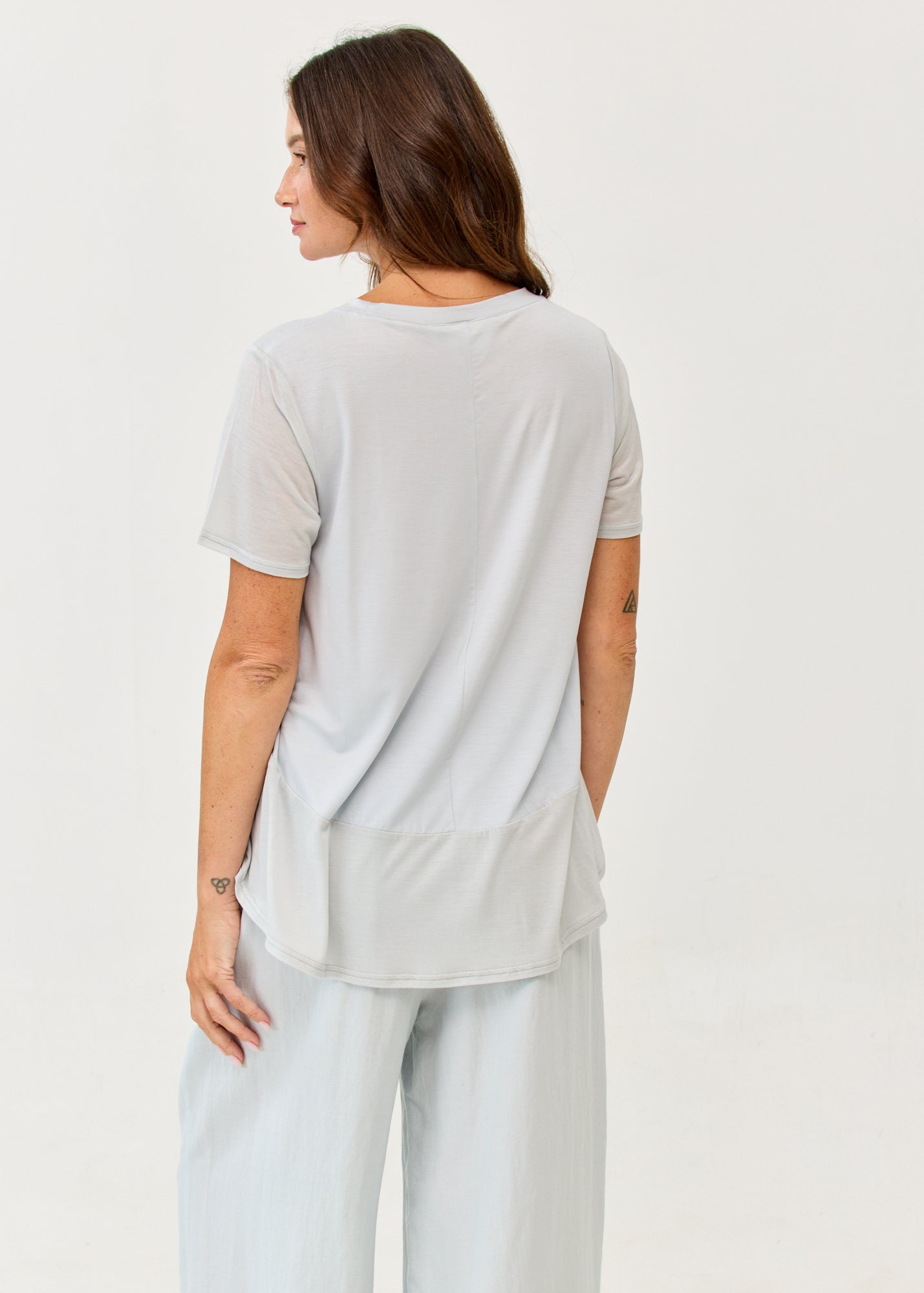 Short-sleeved shirt, cut pocket, light blue thin fabric combination
