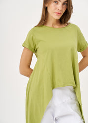 Green short sleeve shirt with long sides