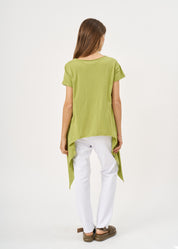 Green short sleeve shirt with long sides