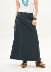 Dark blue ribbon combination button closure skirt