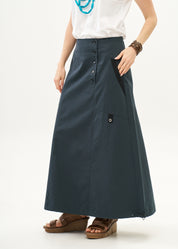 Dark blue ribbon combination button closure skirt