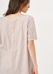 Short sleeve button-down shirt with long back Stone