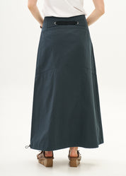 Dark blue ribbon combination button closure skirt
