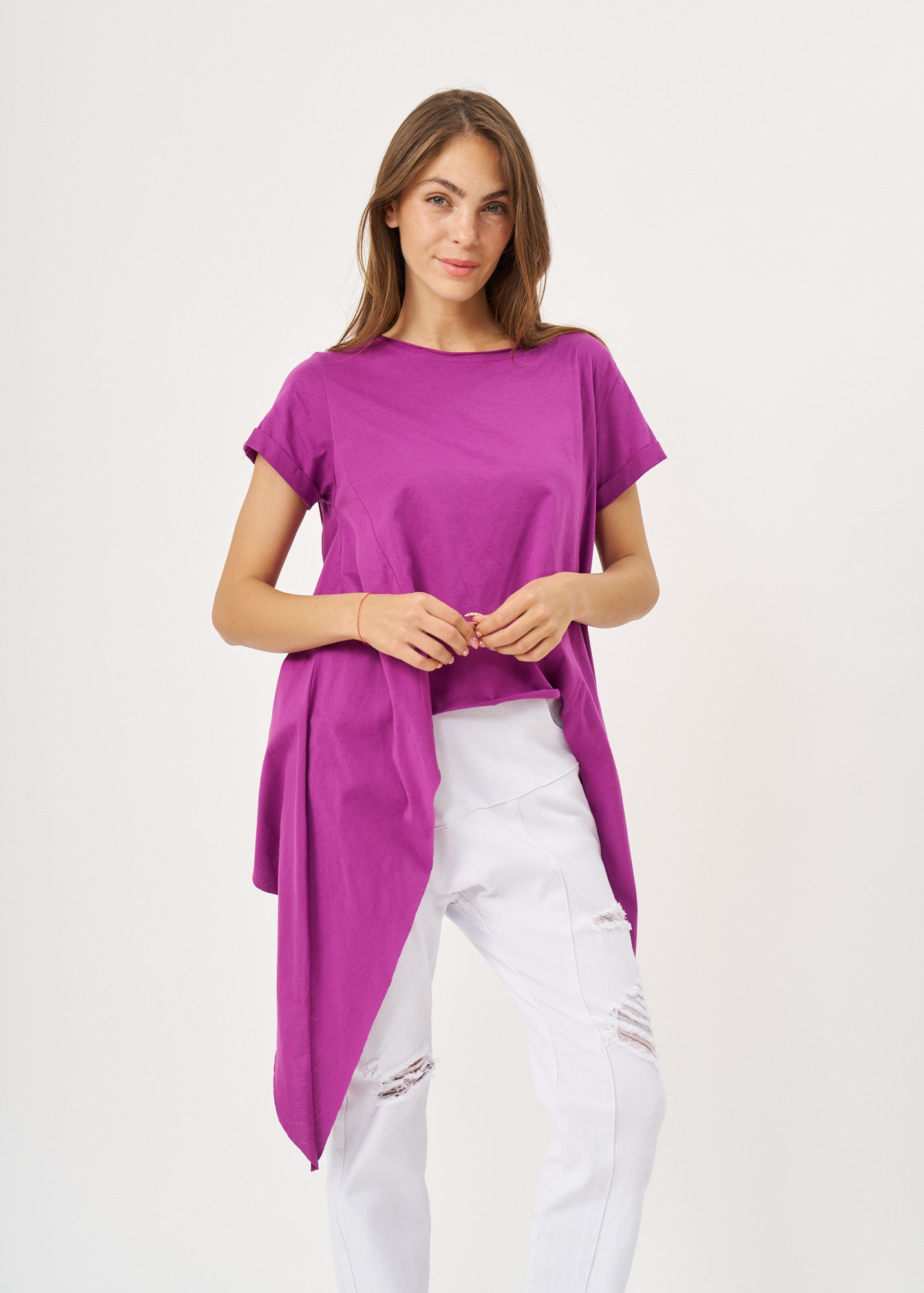 Long sleeve shirt with purple sides