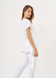 White short sleeve shirt with long sides