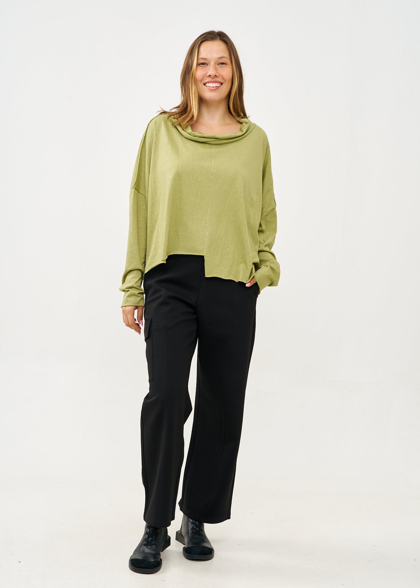 Green glitter turtleneck shirt