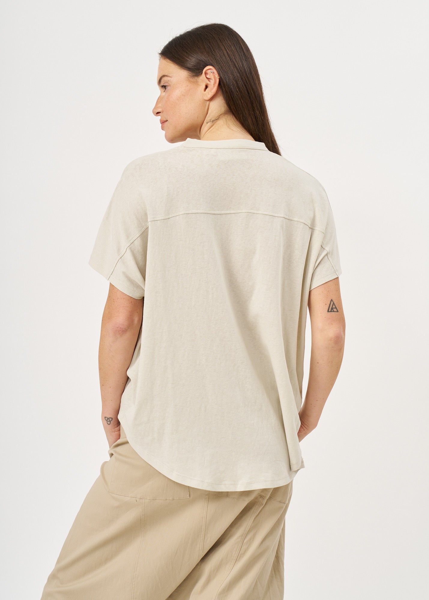 Stone Button-Down Shirt with Twisted Closure