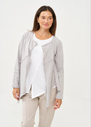 Light gray long sleeve slim open top