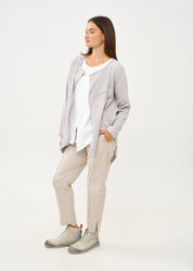 Light gray long sleeve slim open top