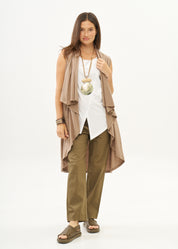 Brown Sleeveless Cardigan