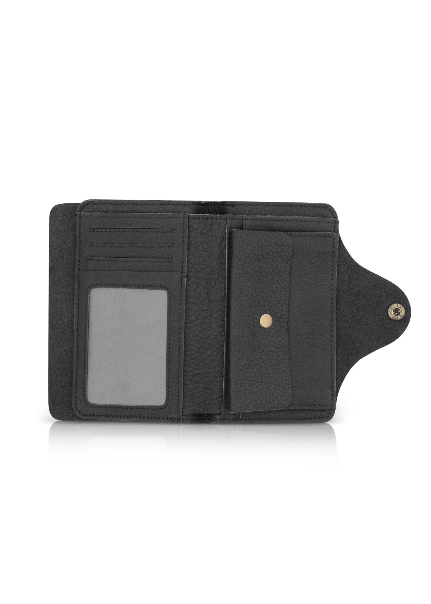 Leather wallet with tab closure and black wallet
