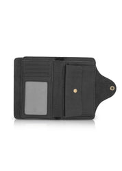 Leather wallet with tab closure and black wallet