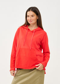 Sweatshirt with hat and external cuts, red - 00