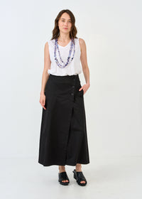 Black maxi skirt with button closure - 00