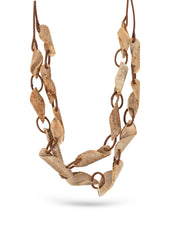 shell necklace on a beige rope