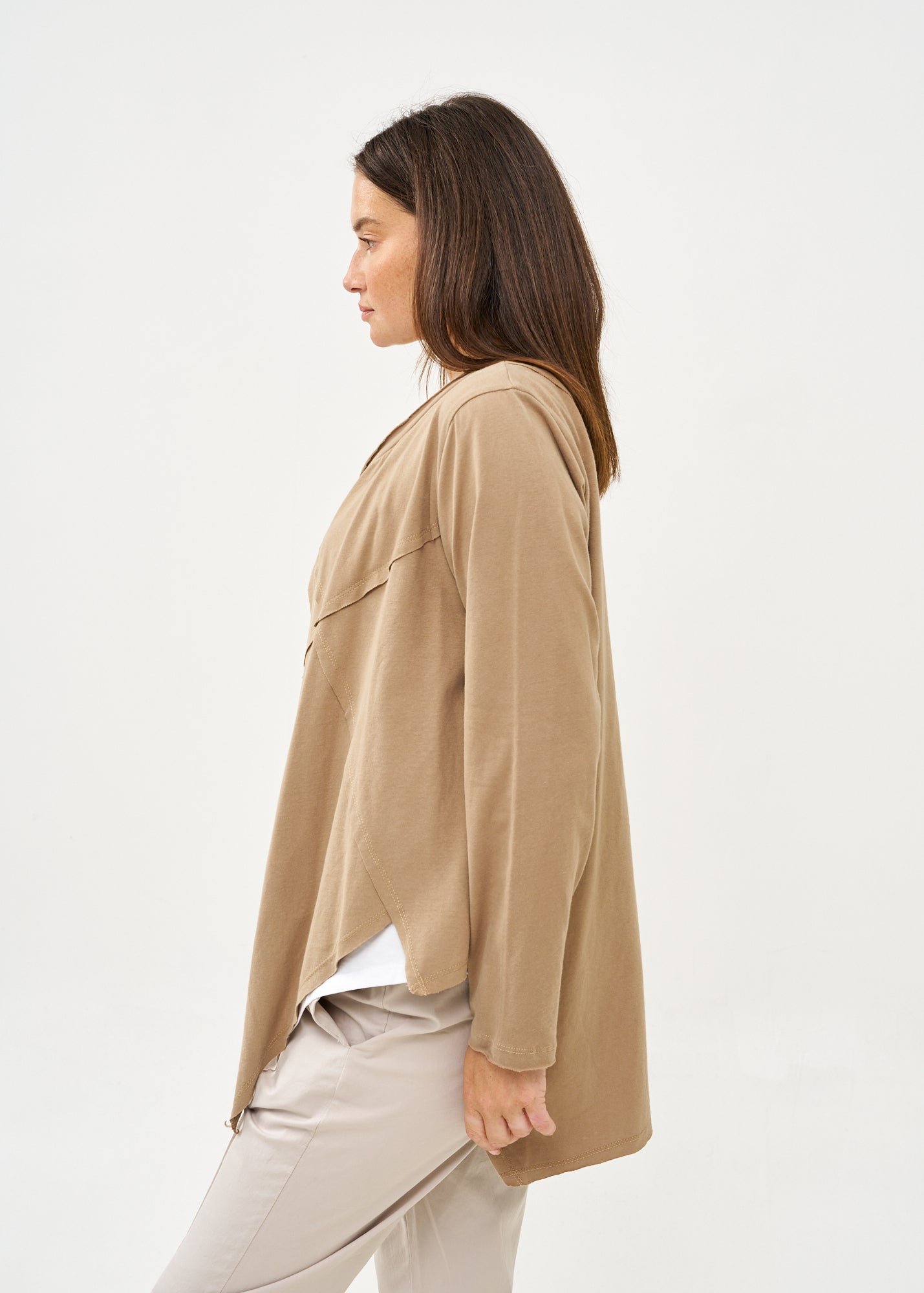 Brown long sleeve slim open top