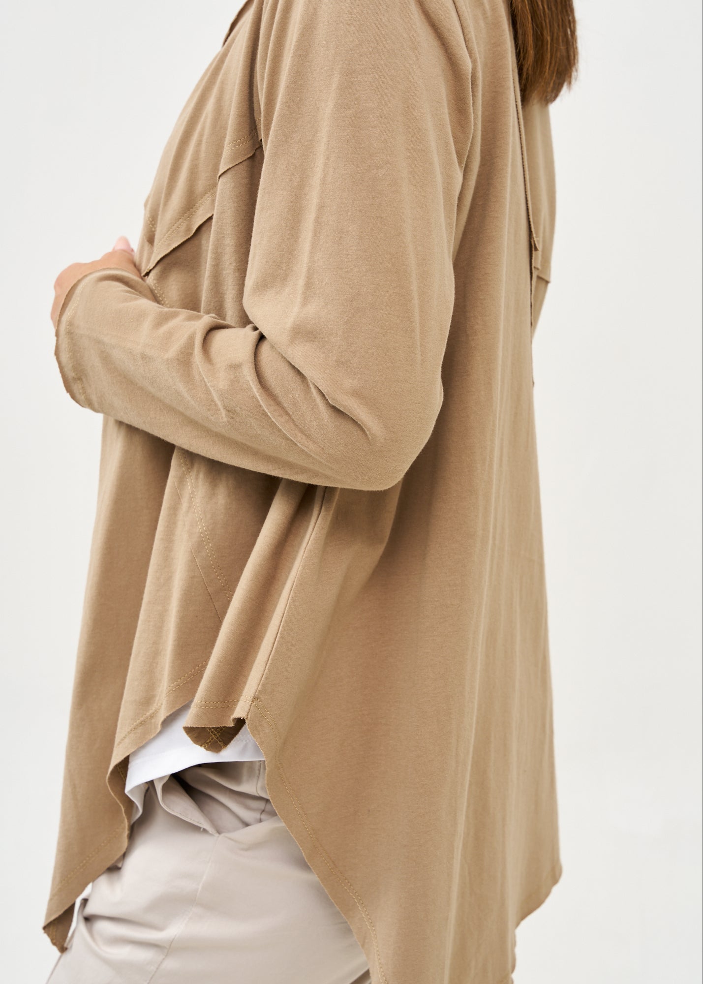 Brown long sleeve slim open top