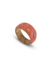 Red combed painted wooden bracelet