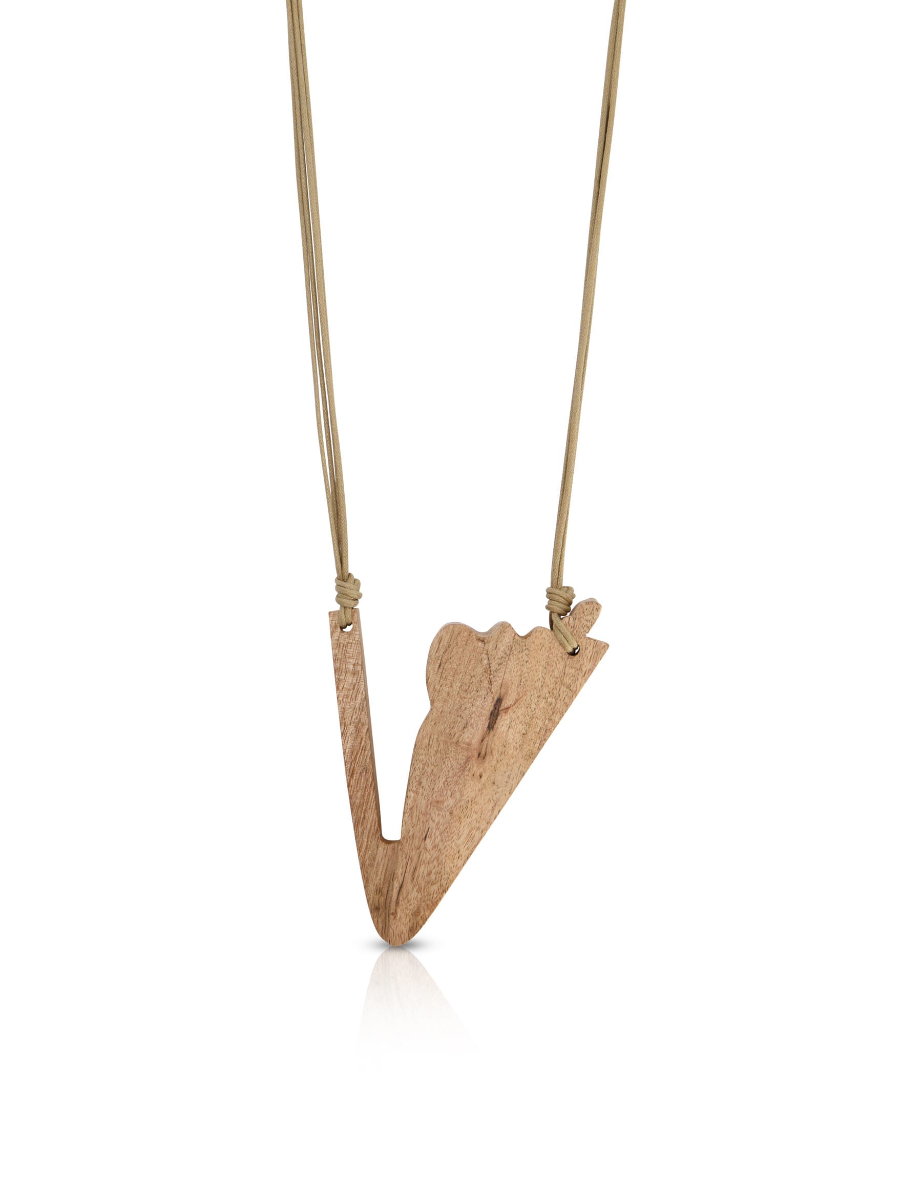 Natural wood necklace V beige