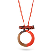 Half horn half resin necklace painted orange