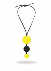 Black leather necklace with 2 circles