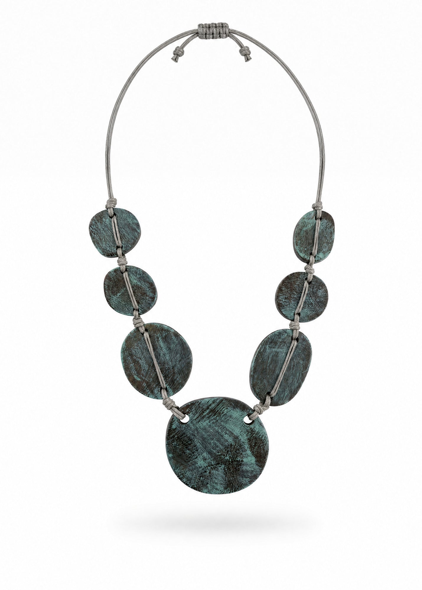 Gray wood bead necklace