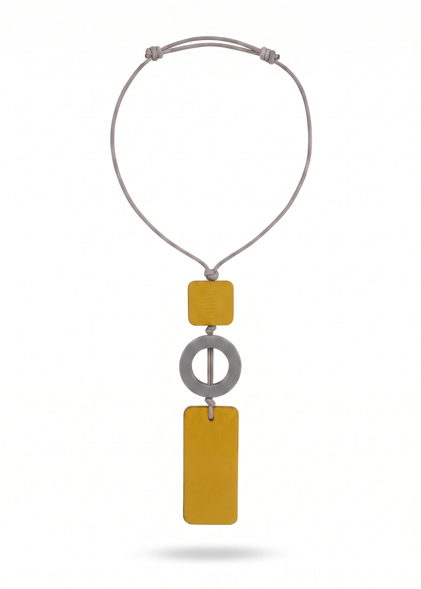 Gray leather rectangle necklace