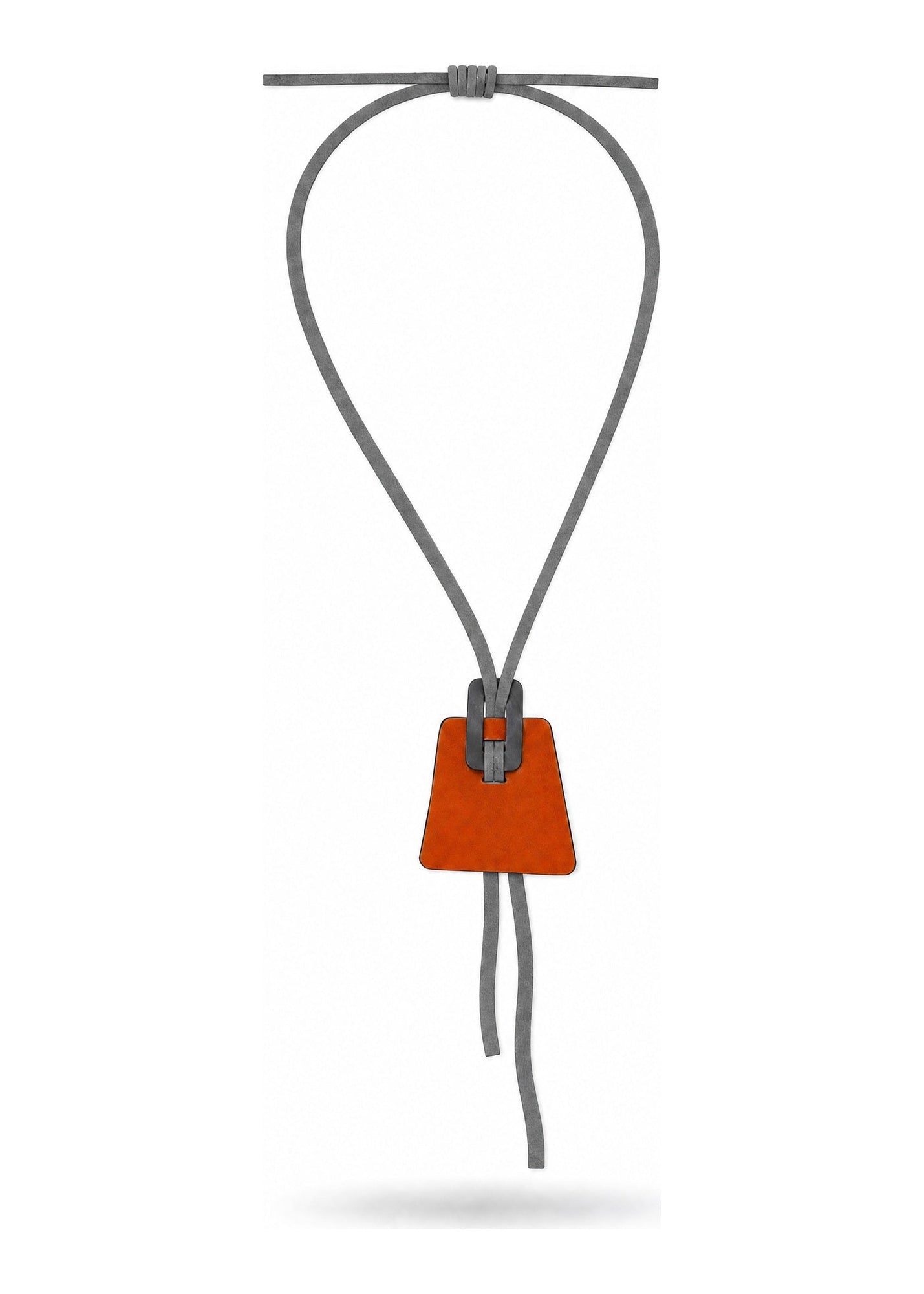 Gray leather trapeze necklace