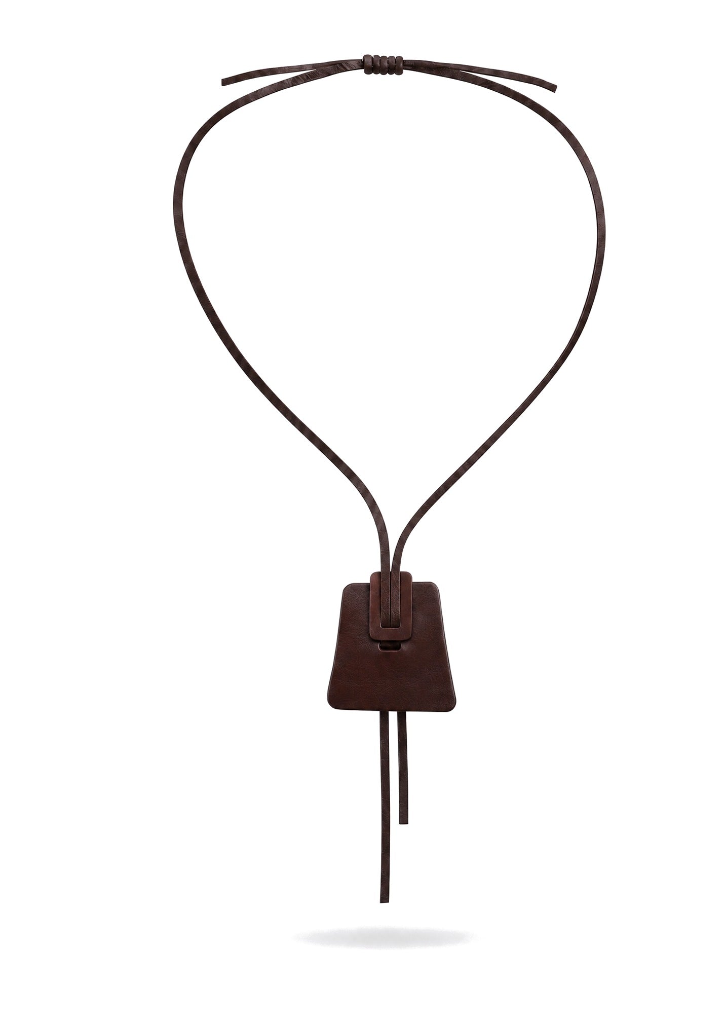 Brown leather trapeze necklace