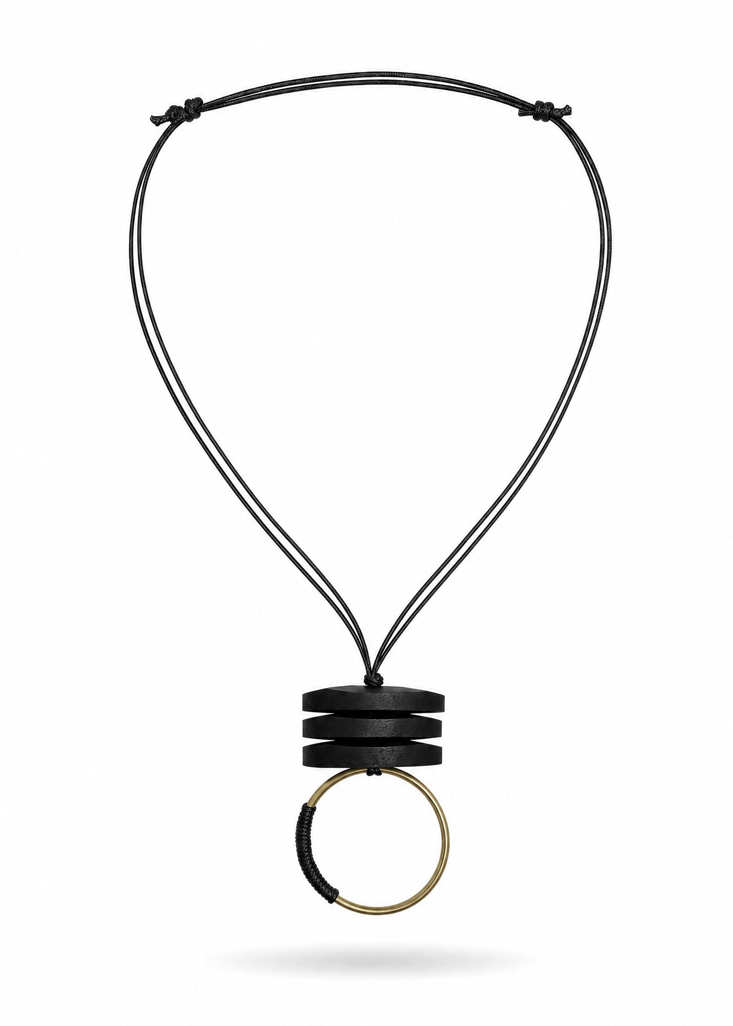 Black large ring necklace