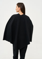 Black cape with diagonal closure