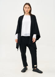 Black cape with diagonal closure